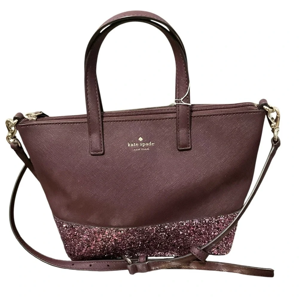 Kate Spade Burgundy Glitter Crossbody Hand Bag